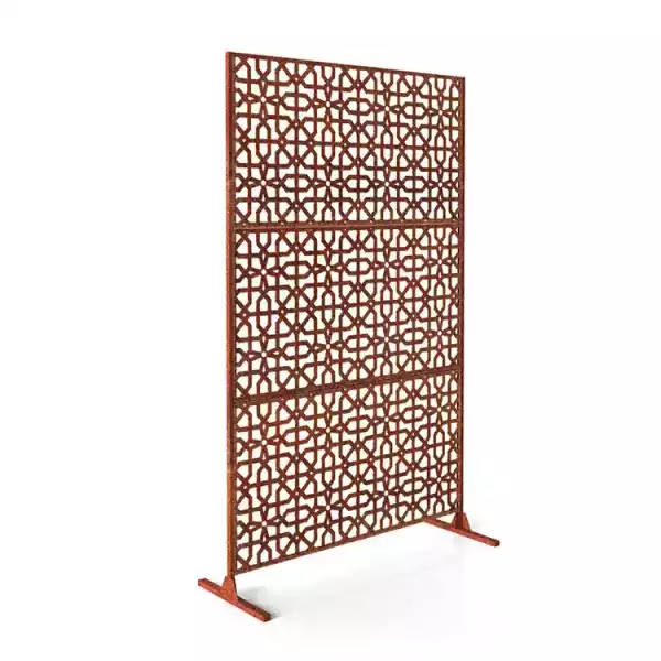（Geometric pattern）Metal outdoor privacy screen, freestanding outdoor partition decorative privacy fence, balcony terrace special fence screen(This product is a customized product, please contact customer service for a quote)