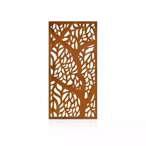 (Oak pattern)Metal outdoor privacy screen, freestanding outdoor partition decorative privacy fence screen, balcony and terrace fence plate(This product is a customized product, please contact customer service for a quote)