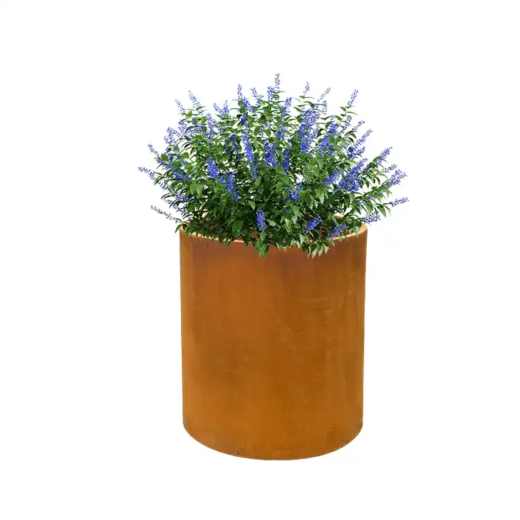 Cylindrical metal planter Large outdoor planter Weather-resistant metal planter, suitable for gardens, courtyards, decks, public Spaces