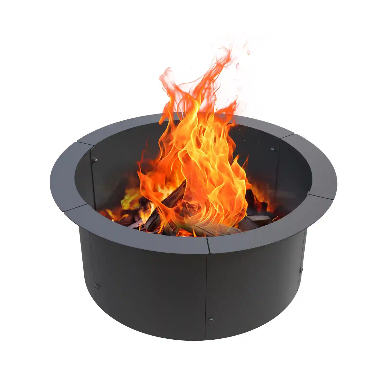 Fire Pit Ring Outdoor Wood Burning Fire Pit Liner Camping Fire Ring Corten Steel Firepit Ring Heavy Duty Campfire Ring Above or In-Ground for Bonfire Outdoor Backyard